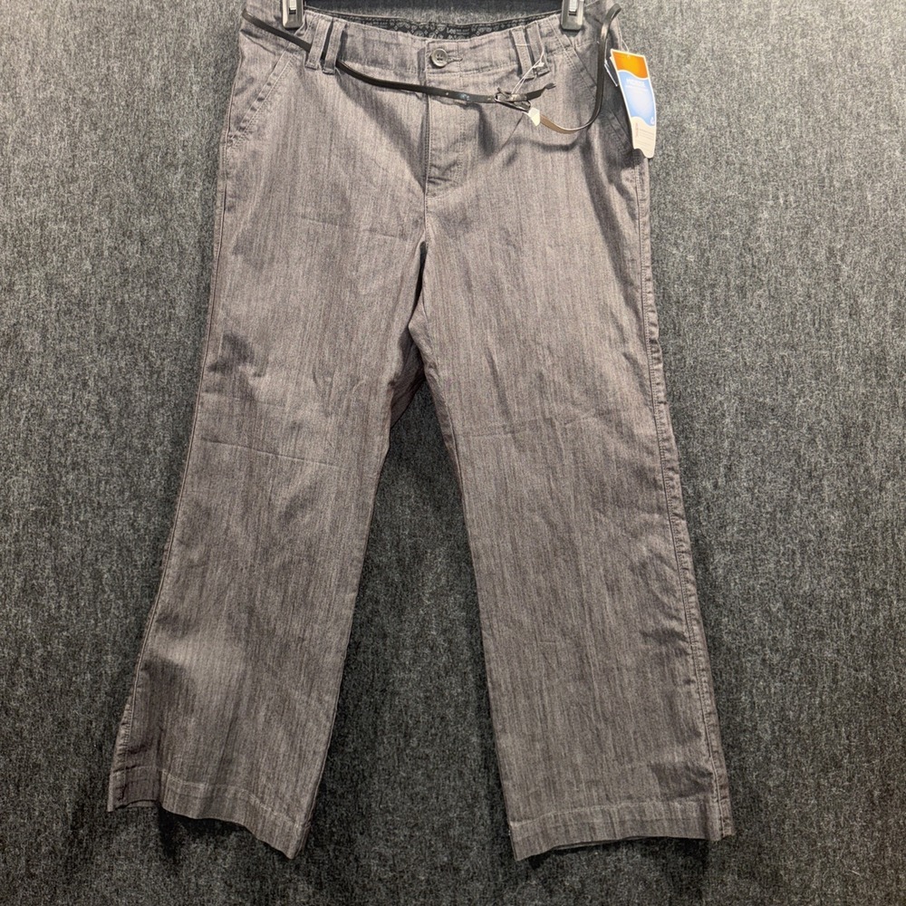 Lee Womens Petite Mid Rise No Gap Stretch Carbon Rinse Trouser Size 16P Gray